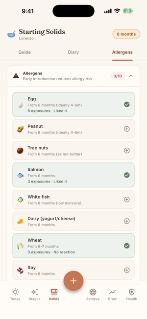 NomiNest 'Allergens' screen