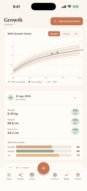 NomiNest 'Growth' screen